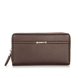 Men's Leather Double Zipper Long Wallet Clutch Handy Bags