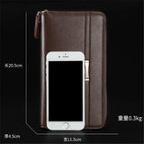 Men's Leather Double Zipper Long Wallet Clutch Handy Bags