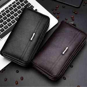 Men Clutch Bag Large Capacity Wallet Double Zipper Long Wallet