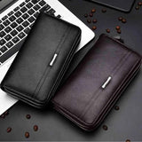 Men Clutch Bag Large Capacity Wallet Double Zipper Long Wallet