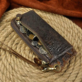 Unisex Animal Emboss Checkbook Chain Wallet Clutch