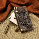 Unisex Animal Emboss Checkbook Chain Wallet Clutch