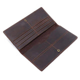 Men's Long Leather Wallet Retro Crazy Horse Leather Multi-card Wallet