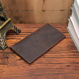 Men's Long Leather Wallet Retro Crazy Horse Leather Multi-card Wallet