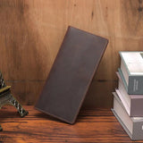 Men's Long Leather Wallet Retro Crazy Horse Leather Multi-card Wallet