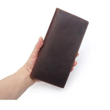 Men's Long Leather Wallet Retro Crazy Horse Leather Multi-card Wallet