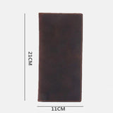 Men's Long Leather Wallet Retro Crazy Horse Leather Multi-card Wallet