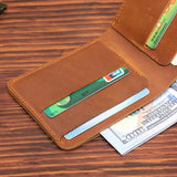 Retro Leather Wallet Crazy Horse Cowhide Money Clip