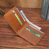 Retro Leather Wallet Crazy Horse Cowhide Money Clip
