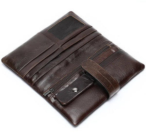 Men's Long Leather Wallet Soft Real Cowskin Purse