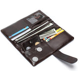 Men's Long Leather Wallet Soft Real Cowskin Purse