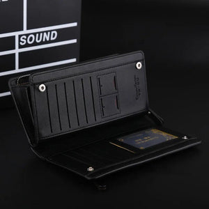 Men's Leather Clutch Wallet Business Handy Bag Brown