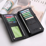 Men's Leather Clutch Wallet Business Handy Bag Brown