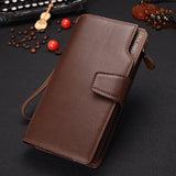 Men's Zipper Long Wallet PU Leather Business Purse