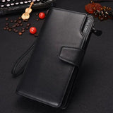 Men's Zipper Long Wallet PU Leather Business Purse