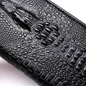 Gothic Crocodile Clutch Bag Men's Leather Wallet Business Zipper Long