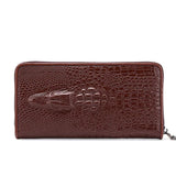 Gothic Crocodile Clutch Bag Men's Leather Wallet Business Zipper Long
