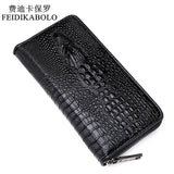Gothic Crocodile Clutch Bag Men's Leather Wallet Business Zipper Long