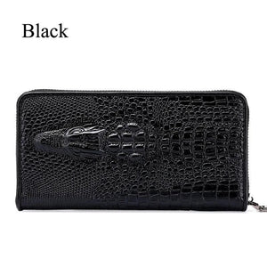 Gothic Crocodile Clutch Bag Men's Leather Wallet Business Zipper Long