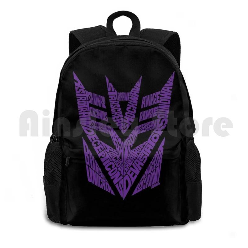 Decepticons Purple Outdoor Hiking Backpack Waterproof Camping Travel Autobots