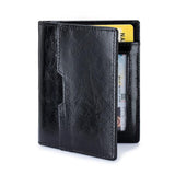 Vintage RFID Short Wallet For Men Cow Leather Purse Elastic Card Slots