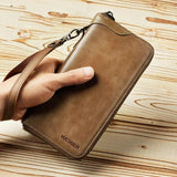 Men Leather Wallets Long Clutch Multifunctional Business Handy Bags