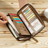 Men Leather Wallets Long Clutch Multifunctional Business Handy Bags