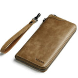 Men Leather Wallets Long Clutch Multifunctional Business Handy Bags