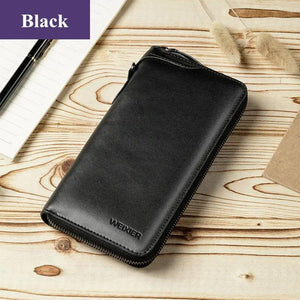 Men Leather Wallets Long Clutch Multifunctional Business Handy Bags