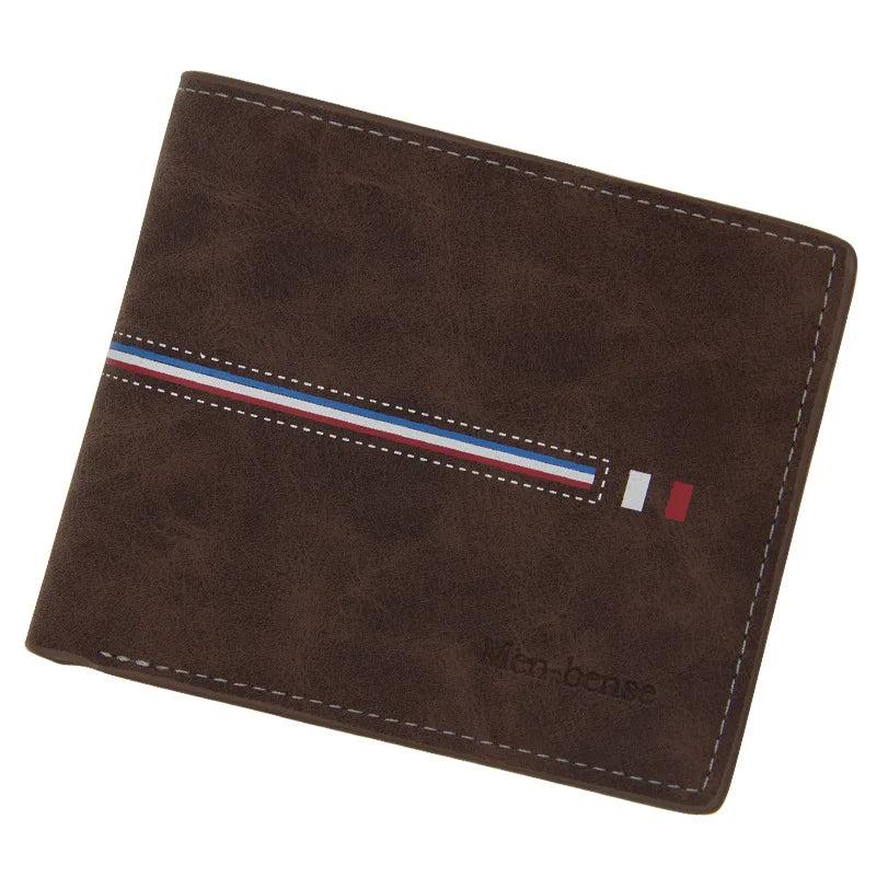Vintage Print Short Wallets Stripe Bifold Mini Handbag Clutch Bag