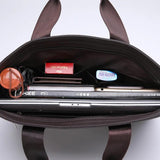 Men's Business Briefcase PU Leather Shoulder Messenger Bag for Macbook 15.4 inch