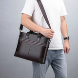 Men's Business Briefcase PU Leather Shoulder Messenger Bag for Macbook 15.4 inch