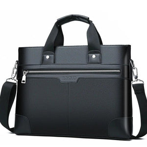 Men's Business Briefcase PU Leather Shoulder Messenger Bag for Macbook 15.4 inch