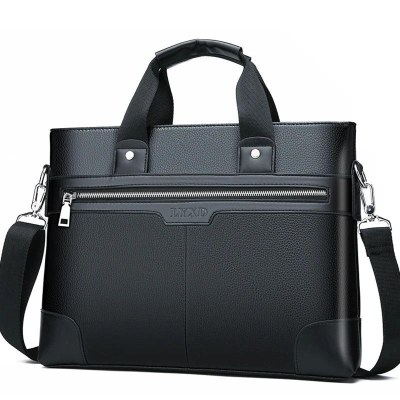 Men's Business Briefcase PU Leather Shoulder Messenger Bag for Macbook 15.4 inch