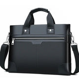 Men's Business Briefcase PU Leather Shoulder Messenger Bag for Macbook 15.4 inch