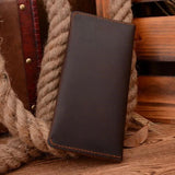 Vintage Long Leather Men Wallet with Zipper