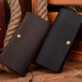 Vintage Long Leather Men Wallet with Zipper