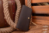 Vintage Long Leather Men Wallet with Zipper
