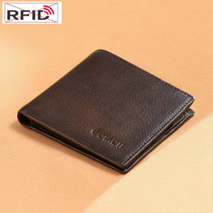 RFID Blocking Distress Leather Men Wallet Bifold Business Wallet Vintage Style
