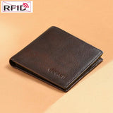 RFID Blocking Distress Leather Men Wallet Bifold Business Wallet Vintage Style
