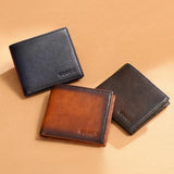 RFID Blocking Distress Leather Men Wallet Bifold Business Wallet Vintage Style