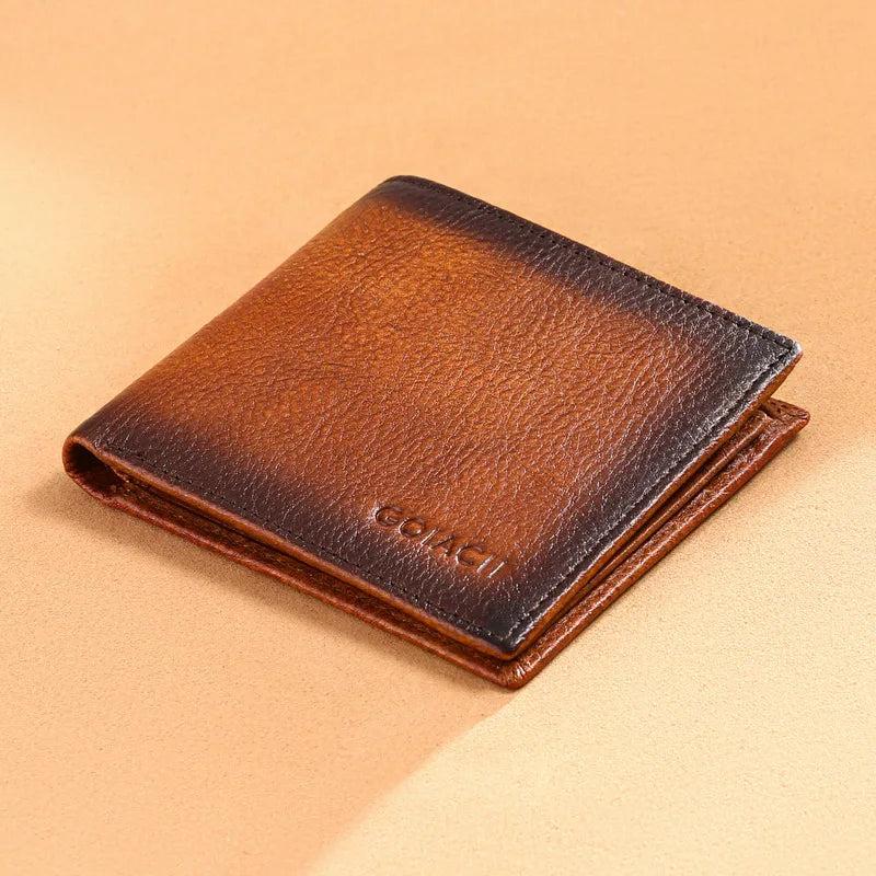 RFID Blocking Distress Leather Men Wallet Bifold Business Wallet Vintage Style