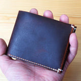 Minimalist Leather Wallet Men Hand Stitch Slim Small Wallet for Men Carteras