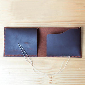 Minimalist Leather Wallet Men Hand Stitch Slim Small Wallet for Men Carteras