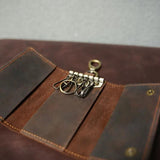 Vintage Men's Cowhide Key Bag Multi-functional Crazy Horse