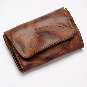 Vintage Leather Men Wallets Minimalist Bifold Retro Wallet