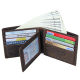 Retro Men's Leather Wallet Trifold Short Purse RFID