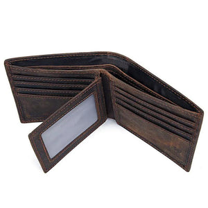 Retro Men's Leather Wallet Trifold Short Purse RFID