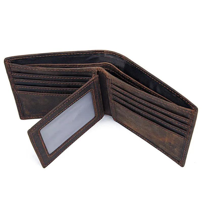 Retro Men's Leather Wallet Trifold Short Purse RFID