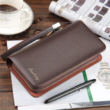 Men Clutch Wallets Large Capacity Double Zipper Mobile Phone Pouch
